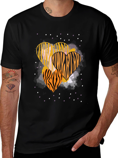 Striped Heart Graphic Tee - Trendy Casual Wear
