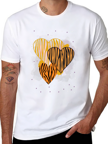 Striped Heart Graphic Tee - Trendy Casual Wear