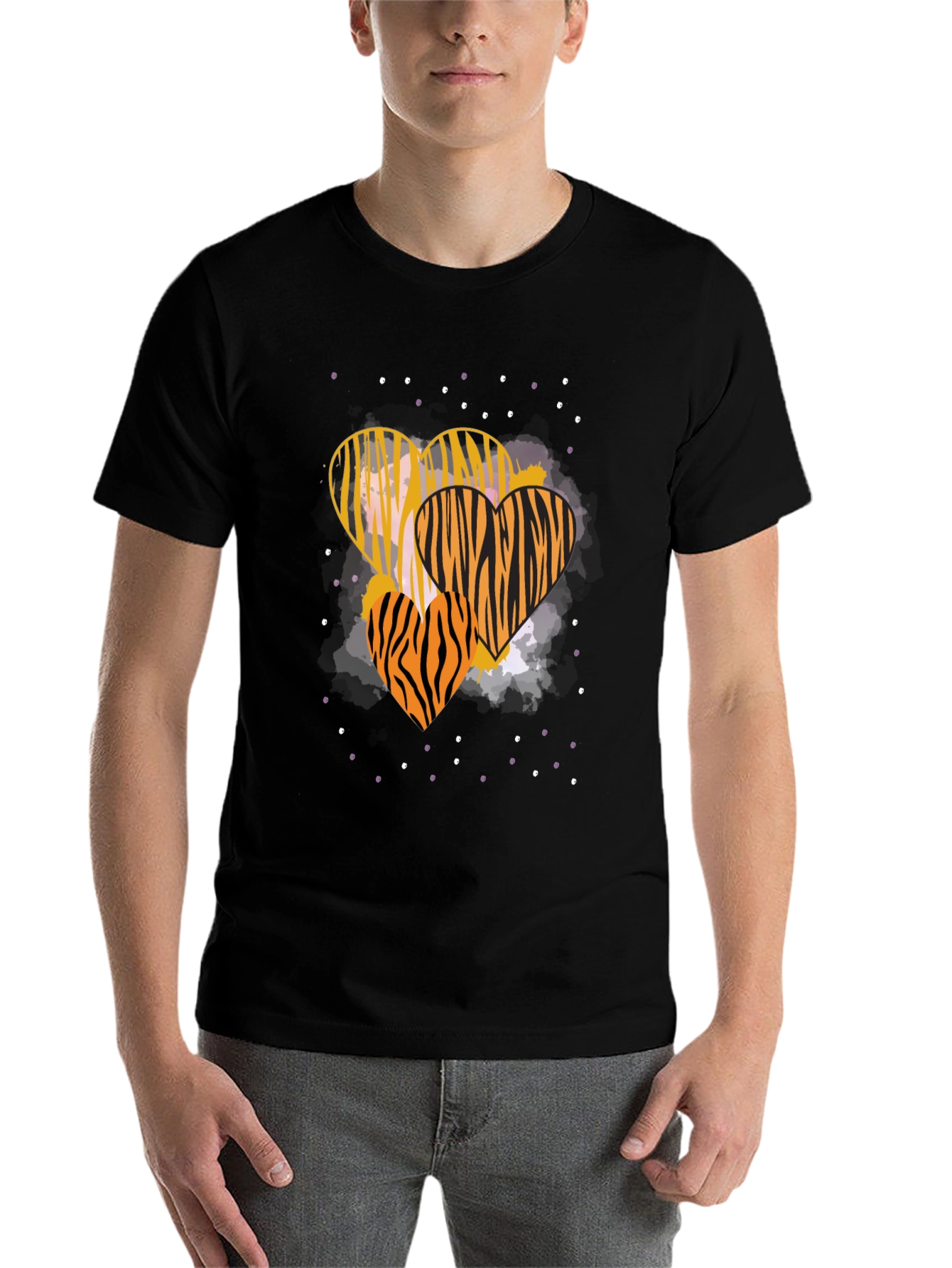 Striped Heart Graphic Tee - Trendy Casual Wear