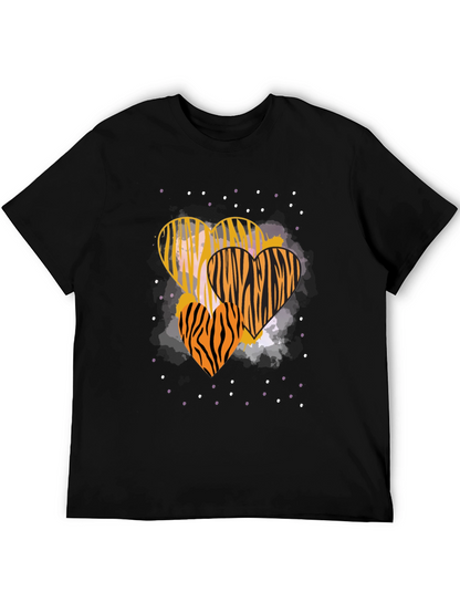 Striped Heart Graphic Tee - Trendy Casual Wear