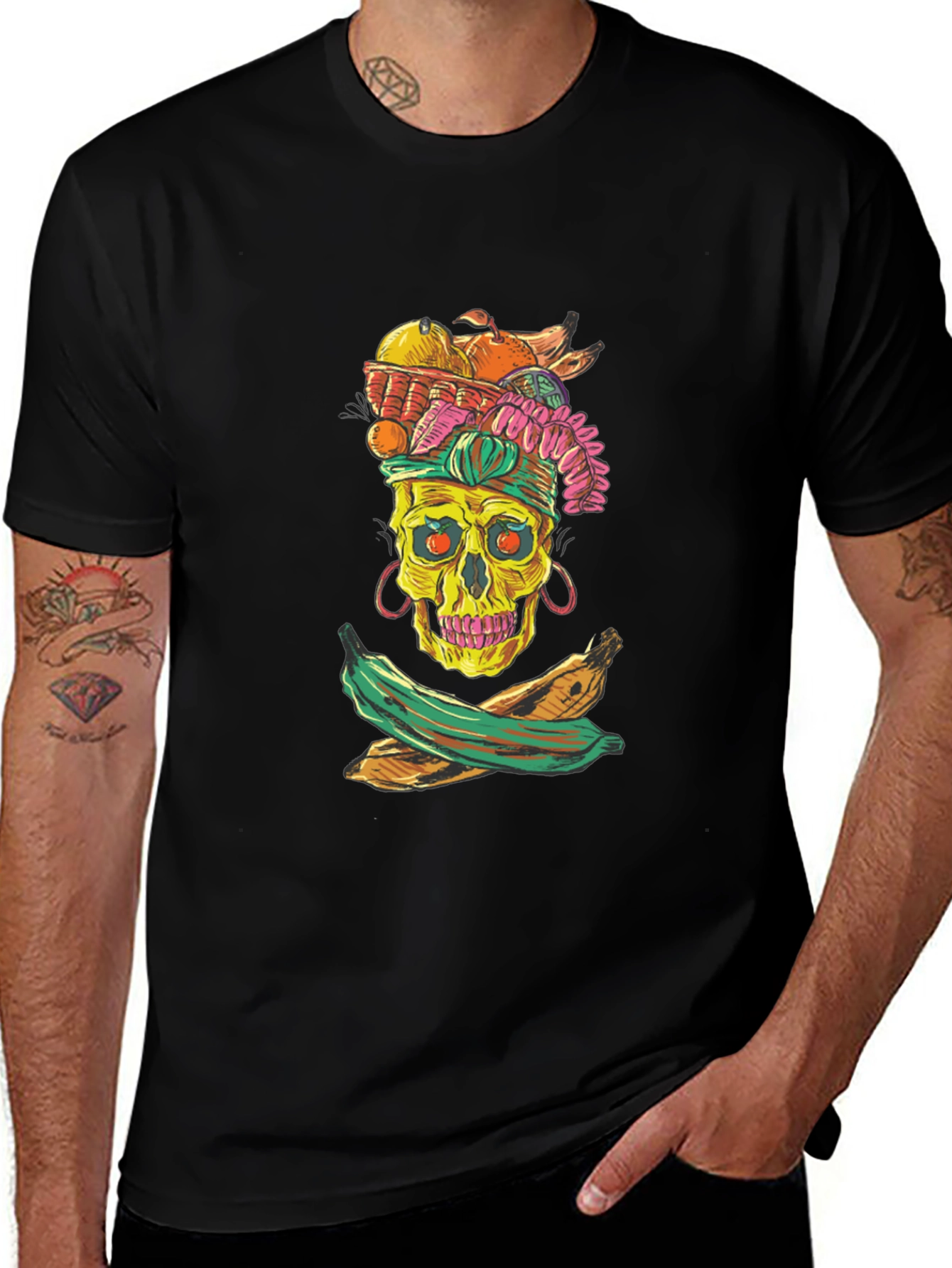 Skull & Fruit Graphic T-Shirt - Unique Design