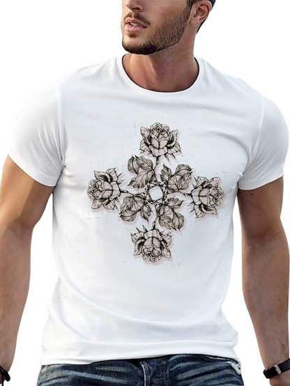 Floral Cross Graphic Print T-Shirt