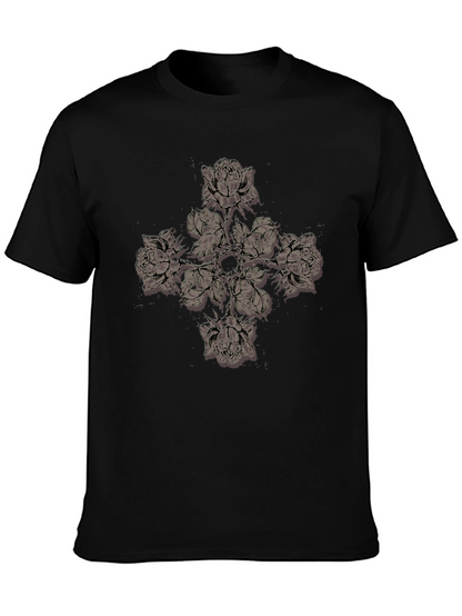 Floral Cross Graphic Print T-Shirt