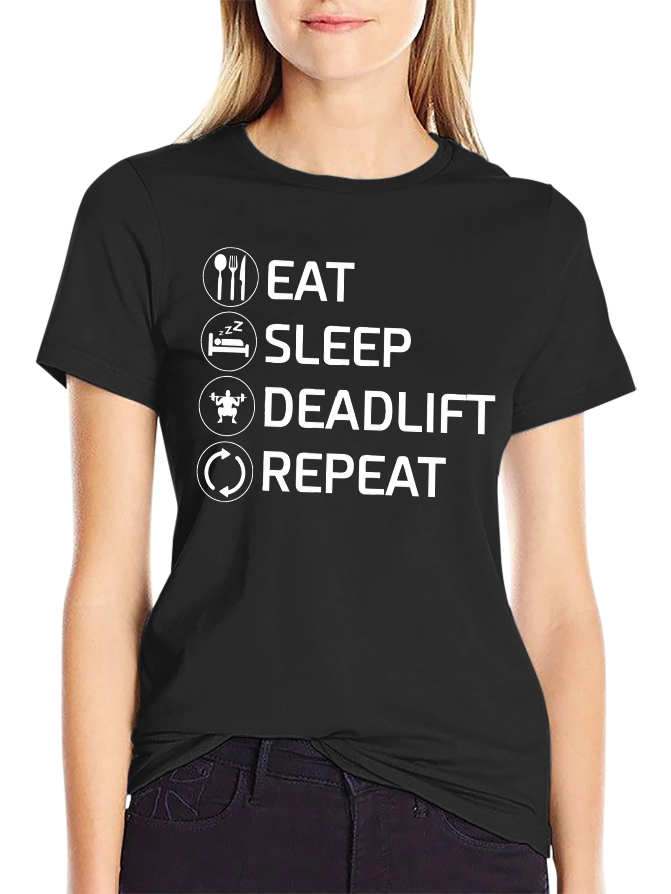 Eat Sleep Deadlift Repeat Graphic T-Shirt