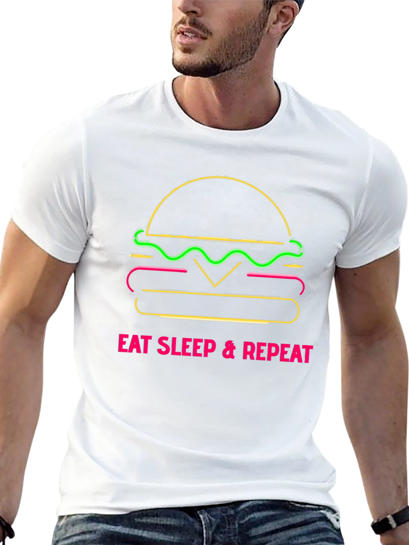 Eat Sleep Repeat Burger Graphic Tee