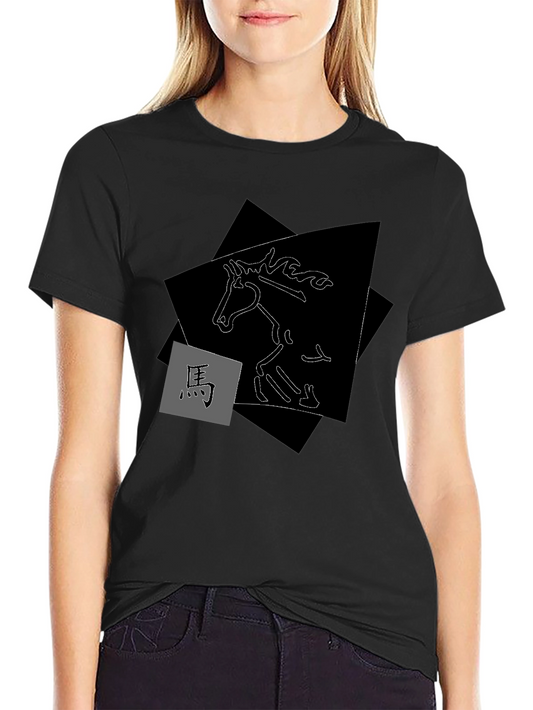 Abstract Horse Graphic Tee - Stylish Mens Black T-Shirt