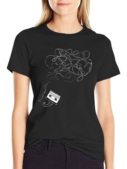 Tangled Tape Tee - Black Cotton Graphic T-Shirt