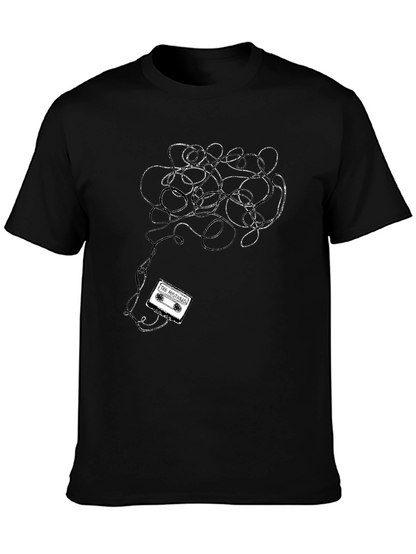 Tangled Tape Tee - Black Cotton Graphic T-Shirt