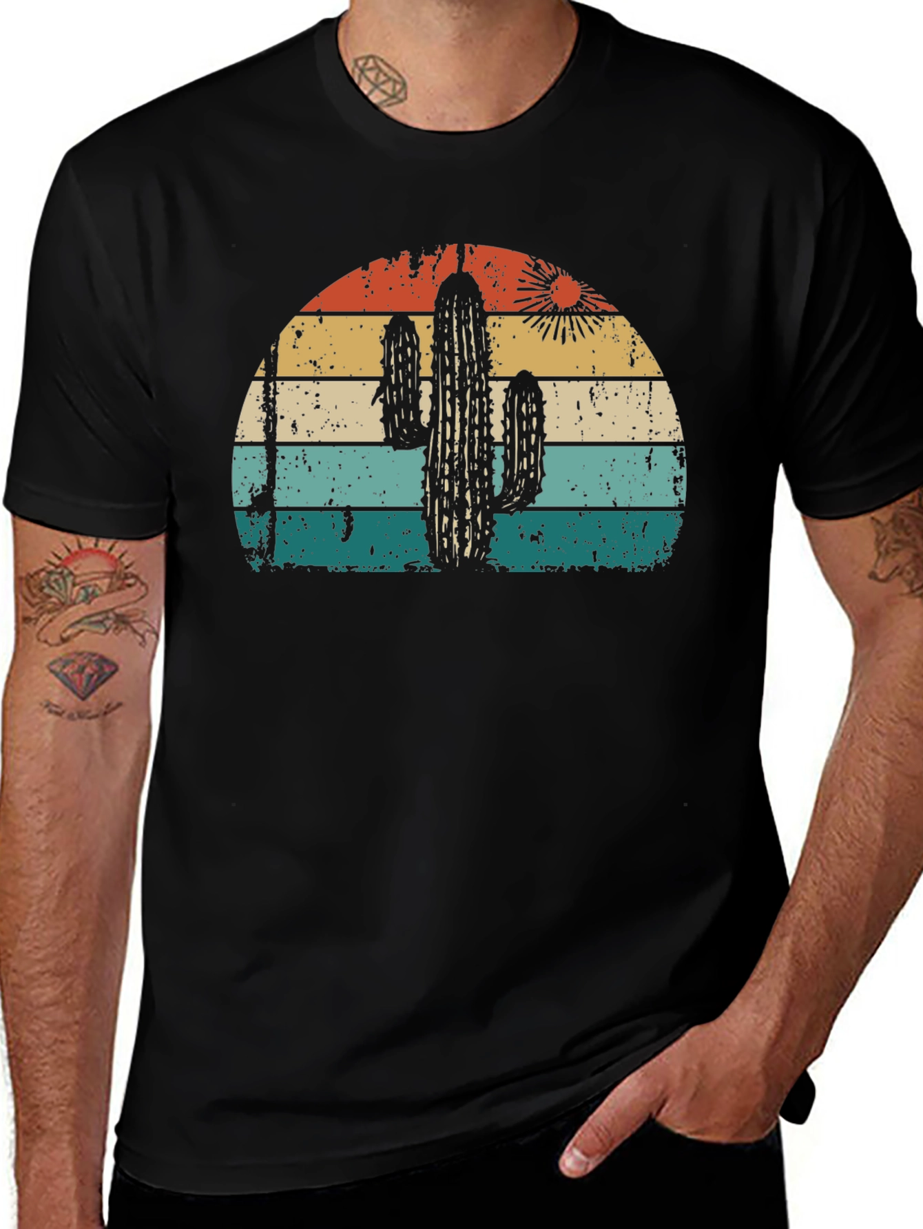 Retro Cactus Sunset Graphic Tee