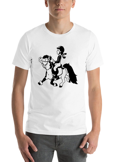 Cartoon Horse Riding Black T-Shirt