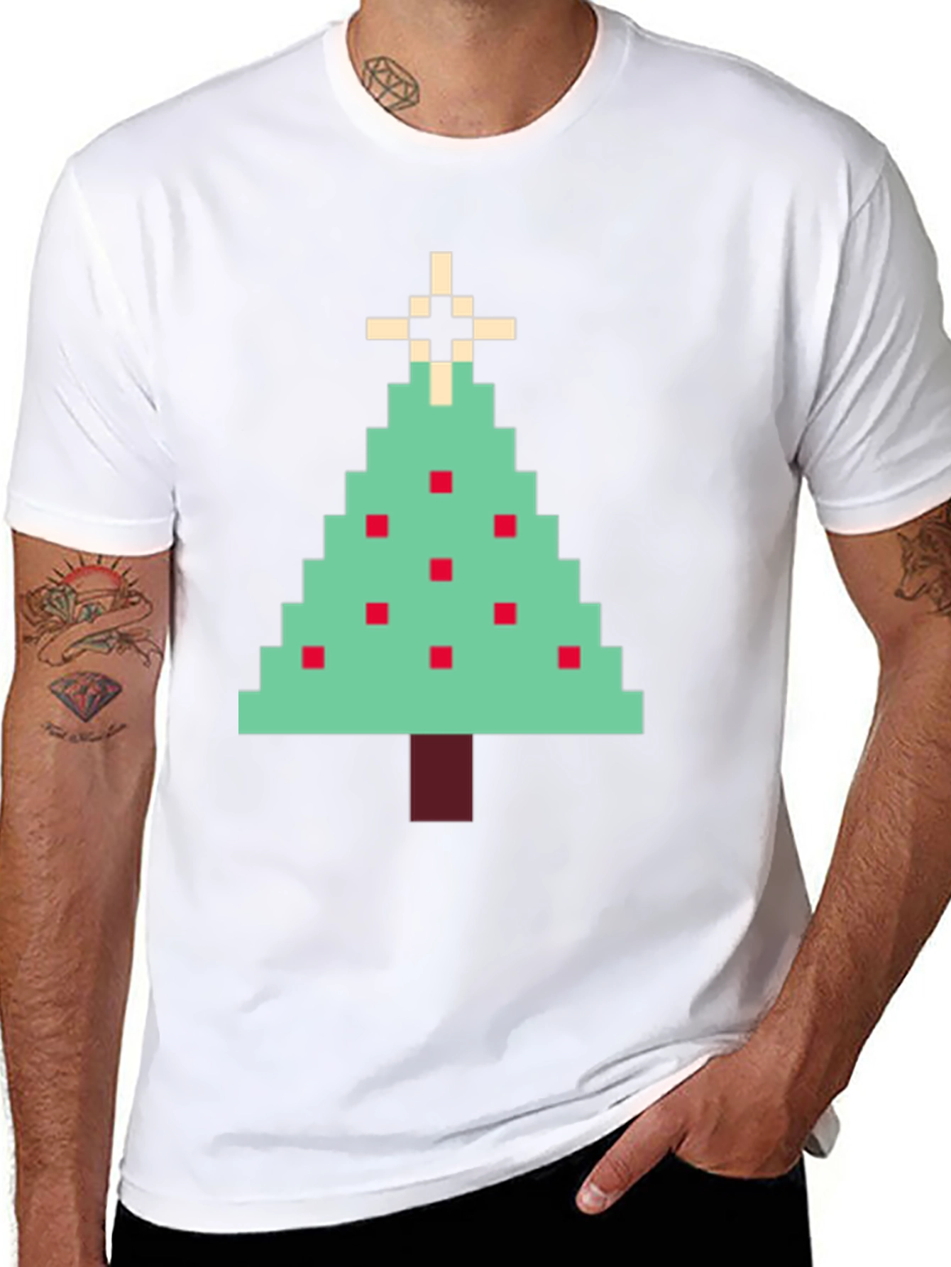 Pixel Christmas Tree Graphic Tee - Holiday Style