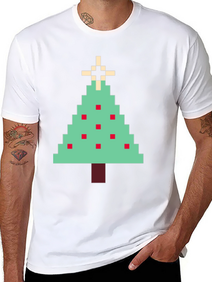 Pixel Christmas Tree Graphic Tee - Holiday Style