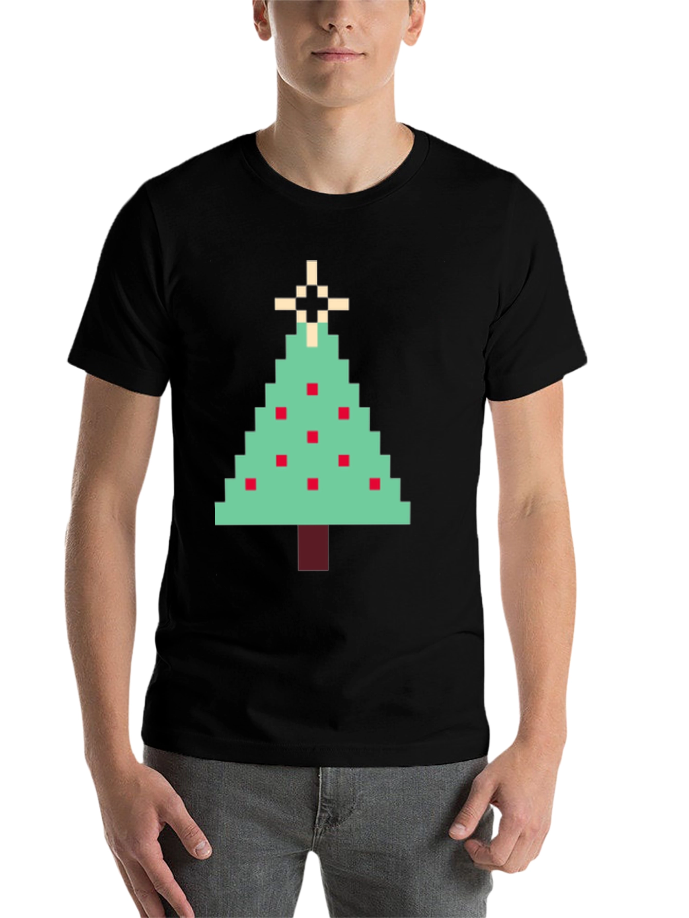 Pixel Christmas Tree Graphic Tee - Holiday Style