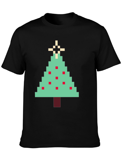 Pixel Christmas Tree Graphic Tee - Holiday Style