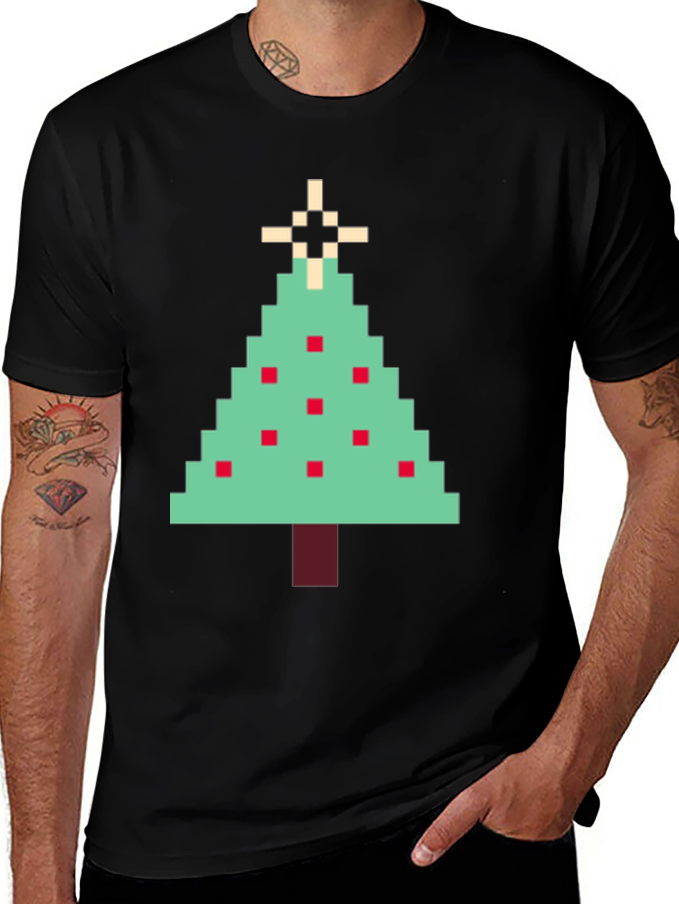 Pixel Christmas Tree Graphic Tee - Holiday Style