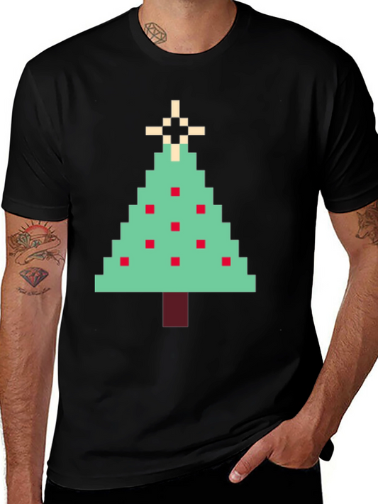 Pixel Christmas Tree Graphic Tee - Holiday Style