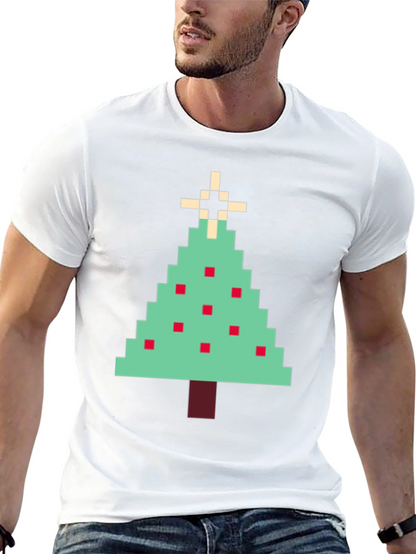 Pixel Christmas Tree Graphic Tee - Holiday Style
