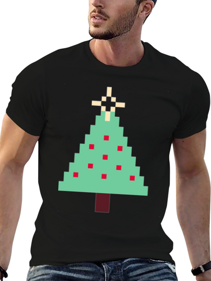 Pixel Christmas Tree Graphic Tee - Holiday Style