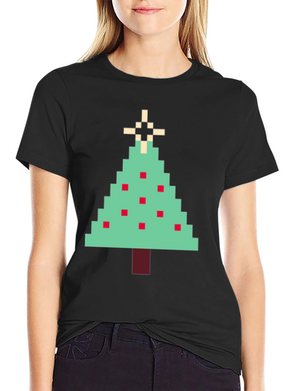 Pixel Christmas Tree Graphic Tee - Holiday Style