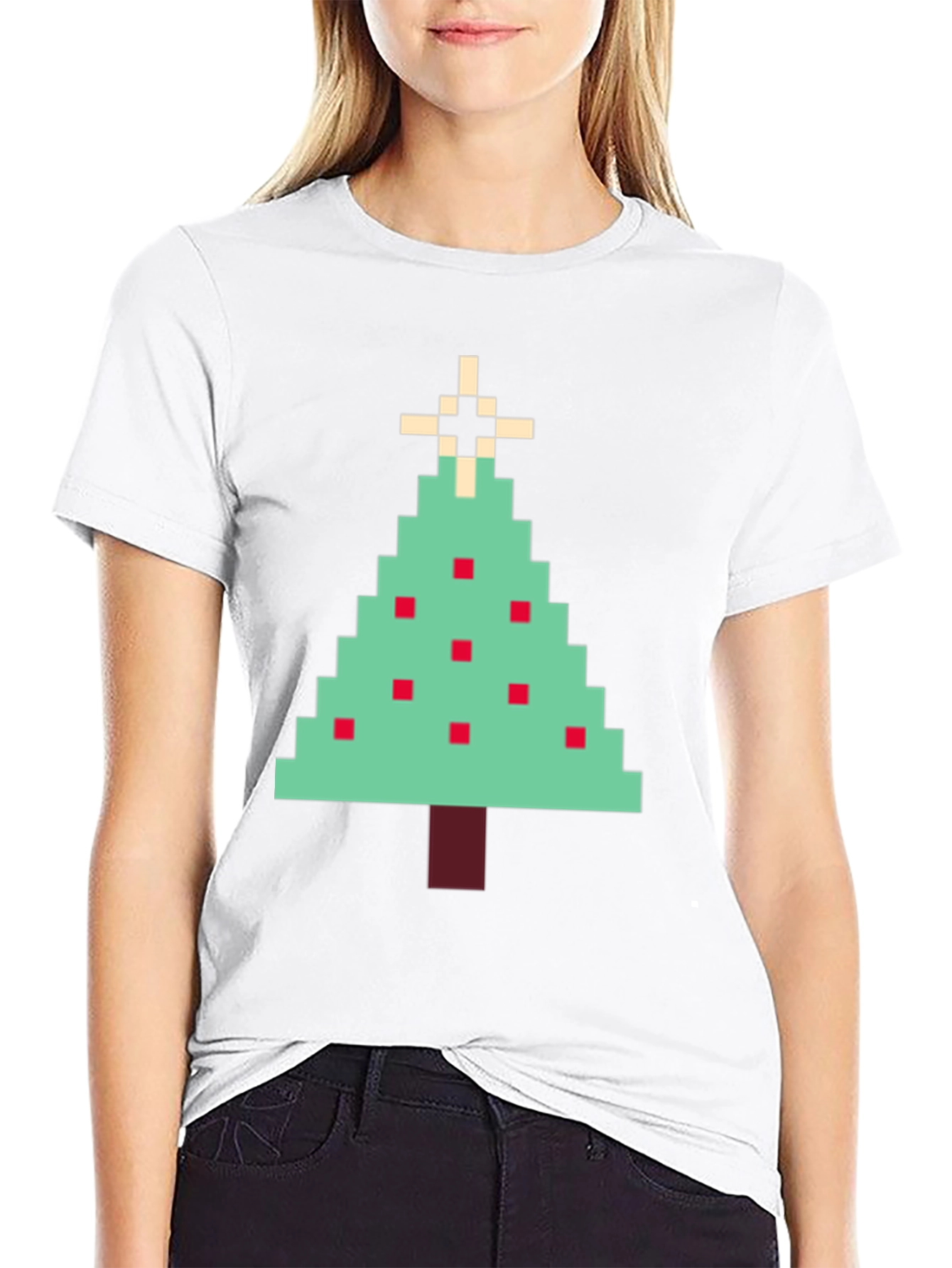 Pixel Christmas Tree Graphic Tee - Holiday Style