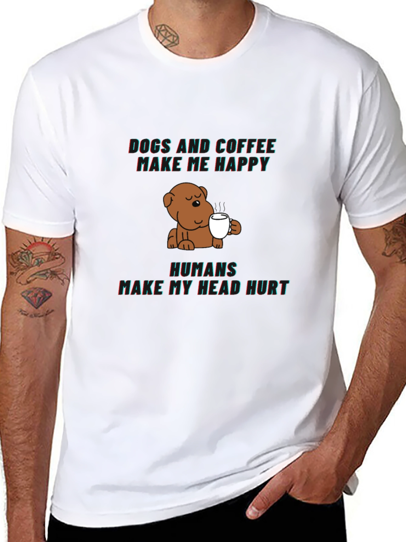 Dogs and Coffee Graphic Tee - Funny Novelty Shirt