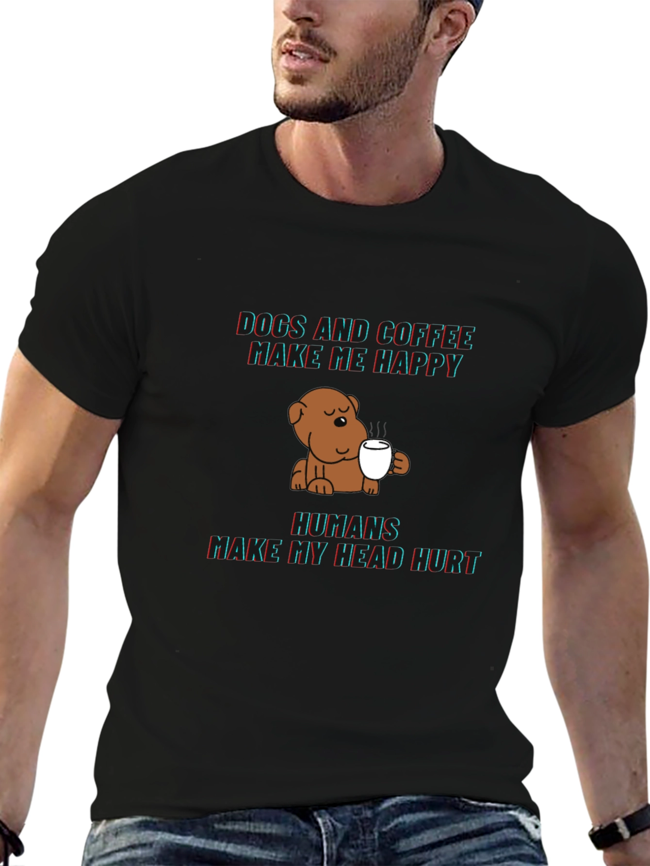 Dogs and Coffee Graphic Tee - Funny Novelty Shirt