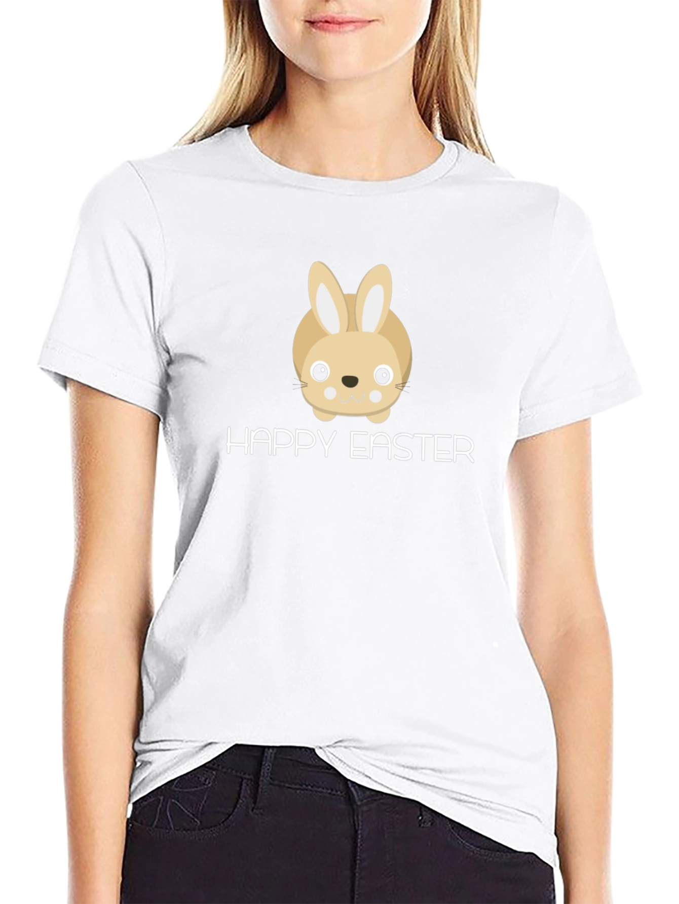 Happy Easter Bunny Graphic T-Shirt - Black