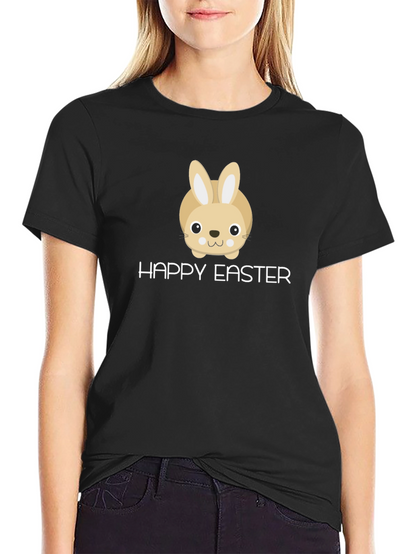 Happy Easter Bunny Graphic T-Shirt - Black