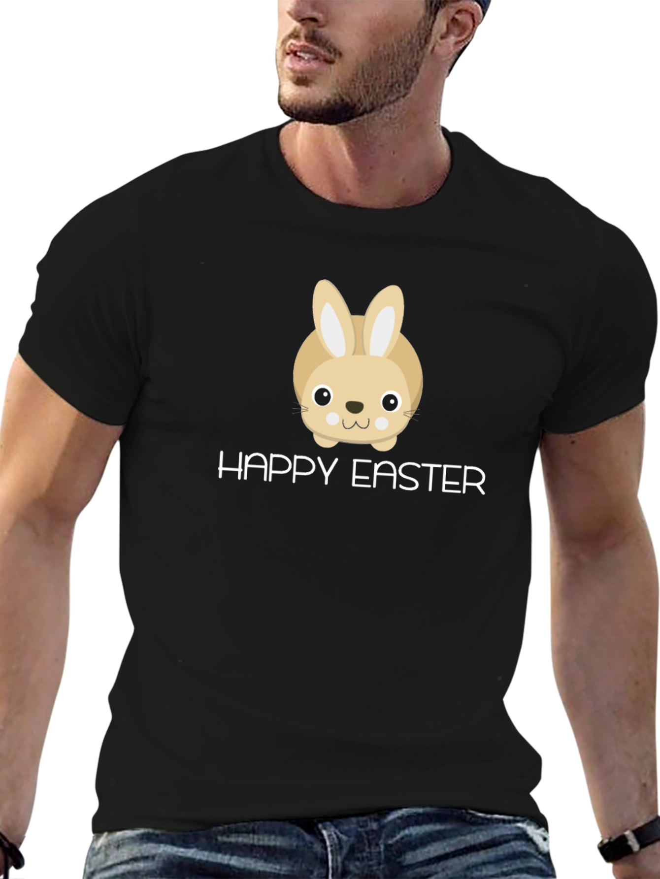Happy Easter Bunny Graphic T-Shirt - Black