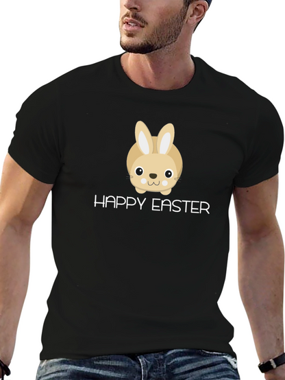 Happy Easter Bunny Graphic T-Shirt - Black
