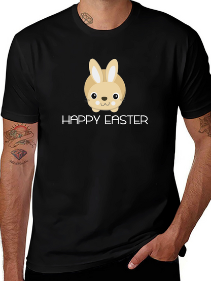 Happy Easter Bunny Graphic T-Shirt - Black