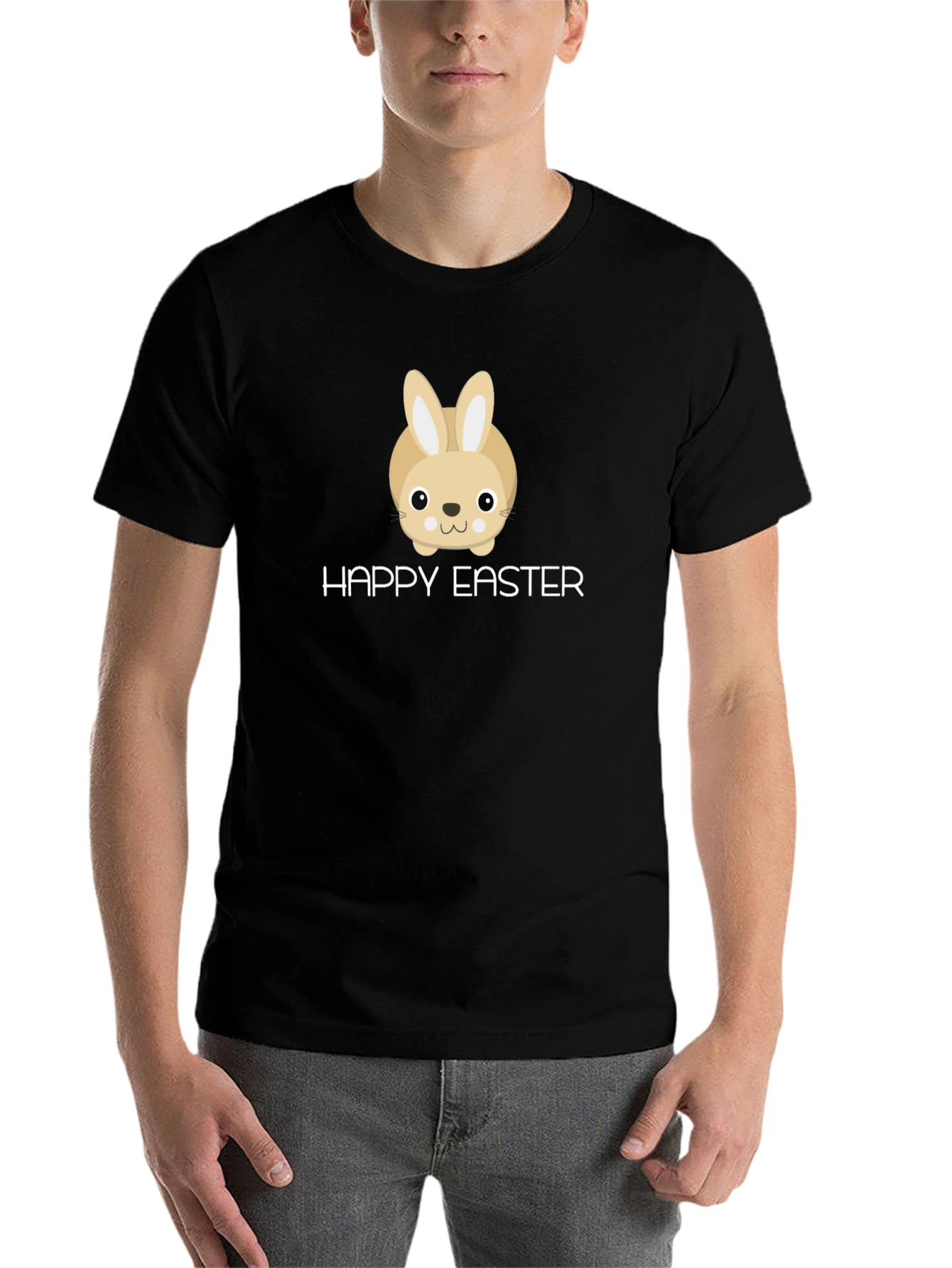 Happy Easter Bunny Graphic T-Shirt - Black