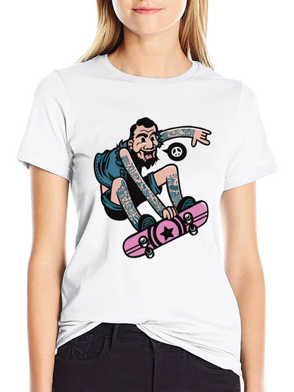 Skateboarder Graphic Tee - Black