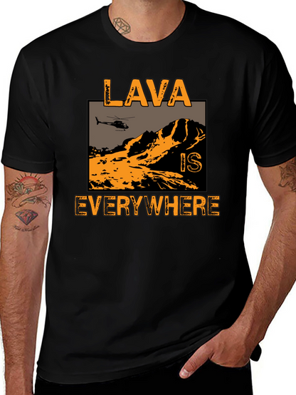 Lava is Everywhere Graphic T-Shirt - Black Cotton Blend
