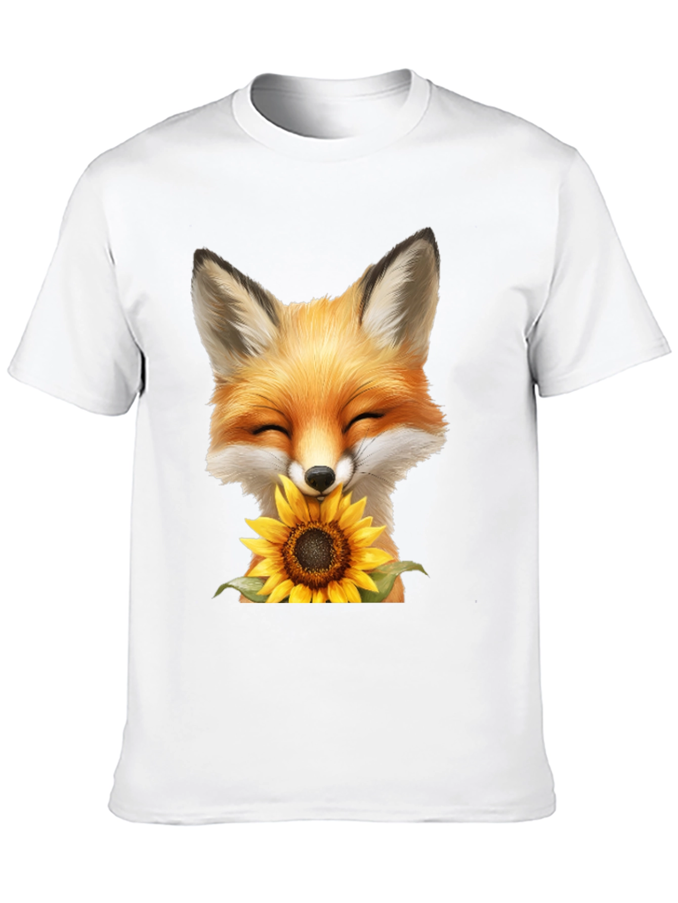 Fox and Sunflower Graphic T-Shirt