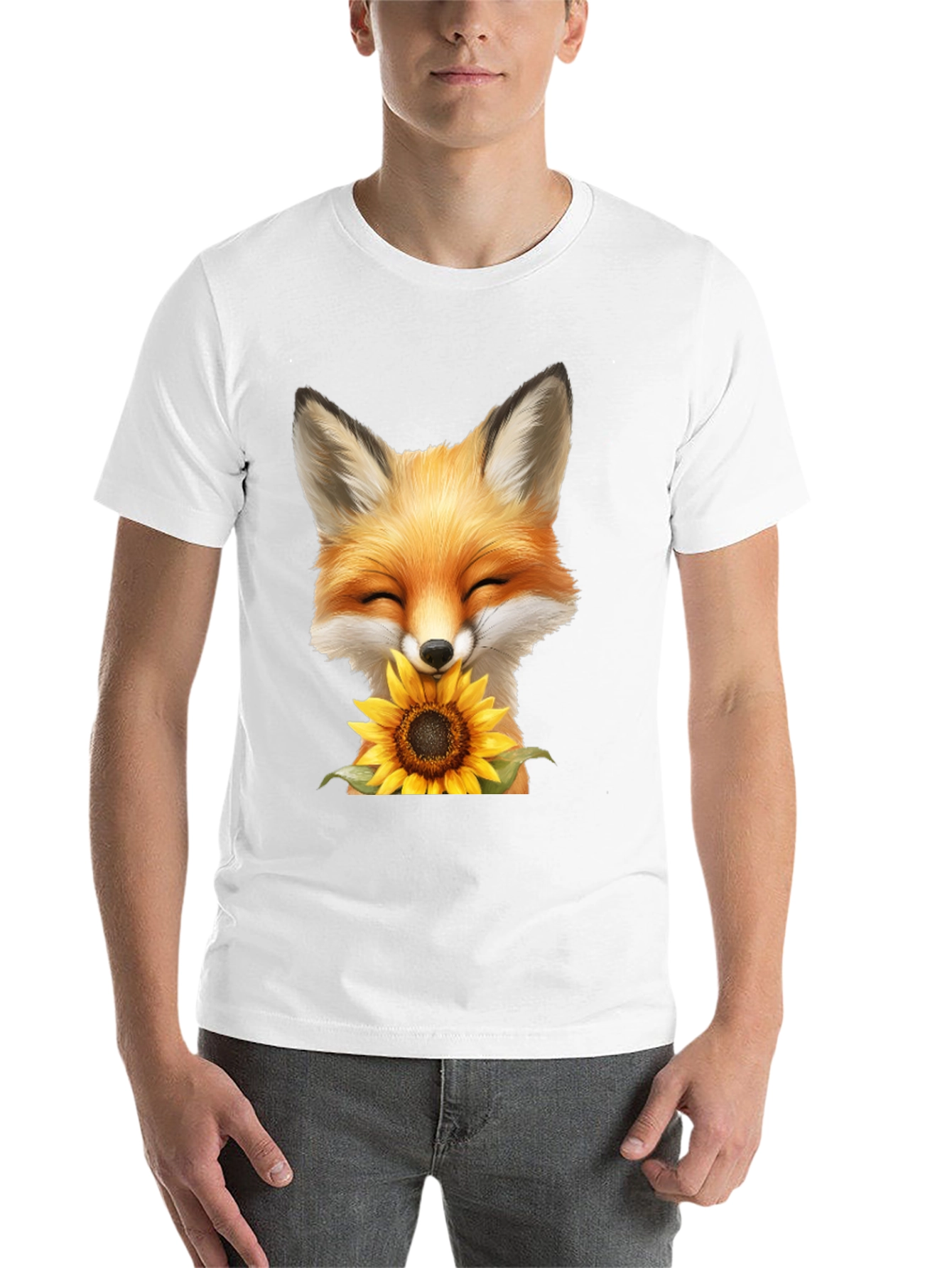 Fox and Sunflower Graphic T-Shirt
