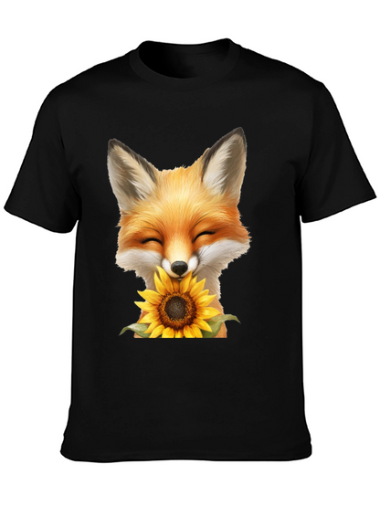 Fox and Sunflower Graphic T-Shirt