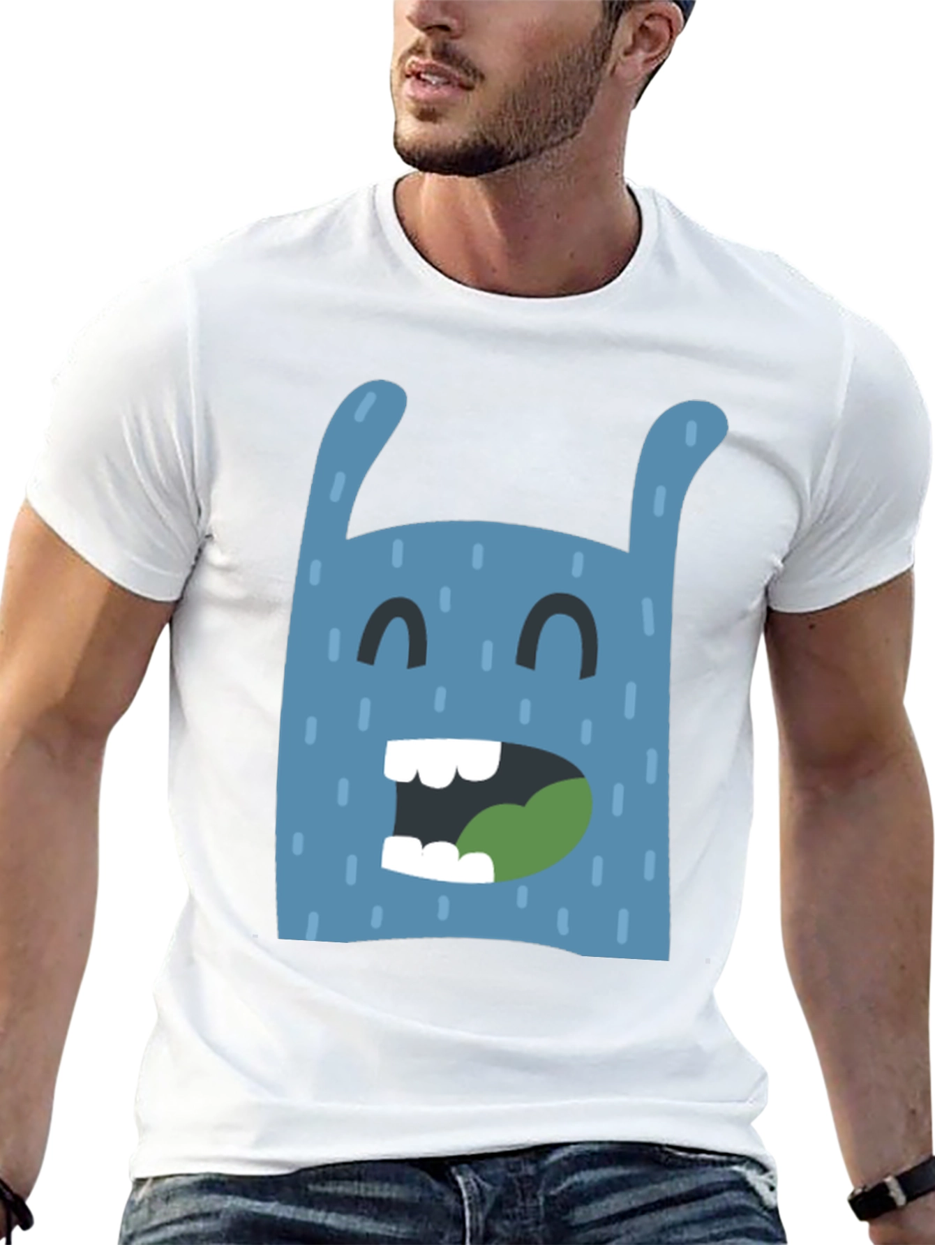 Funny Monster Graphic Black T-Shirt