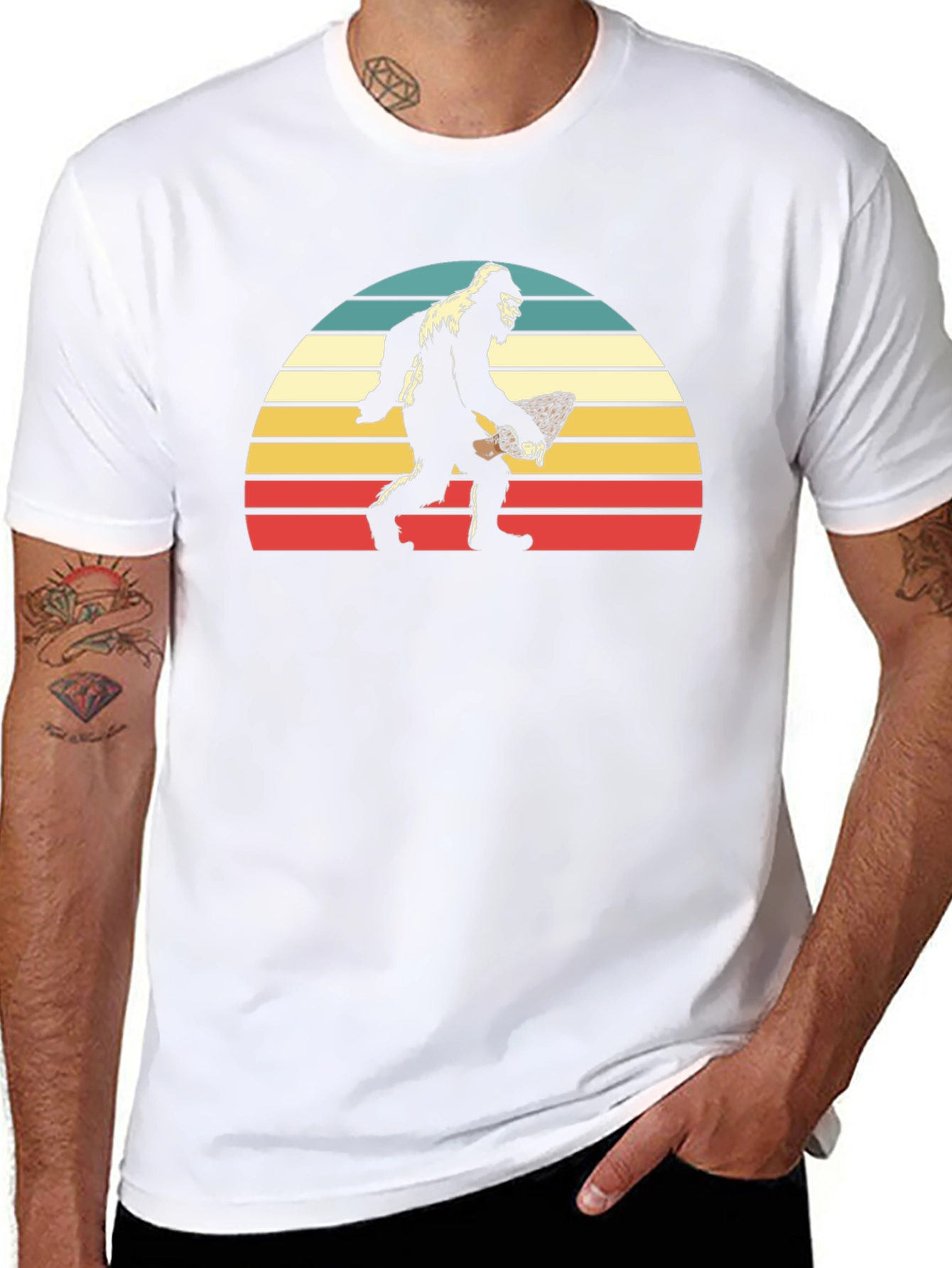 Bigfoot Sunset T-Shirt - Retro Sasquatch Tee