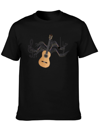 Guitar & Music Notes Graphic Black Tee
