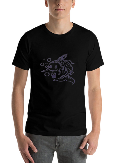 Koi Fish Bubble Tea Graphic Tee - Black