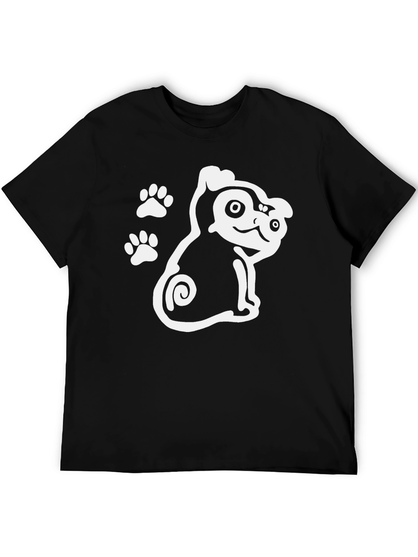 Cute Dog Graphic Print Black T-Shirt