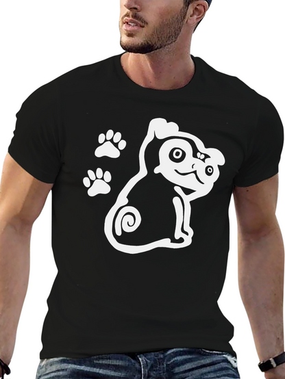 Cute Dog Graphic Print Black T-Shirt