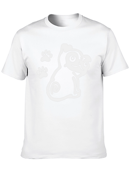 Cute Dog Graphic Print Black T-Shirt