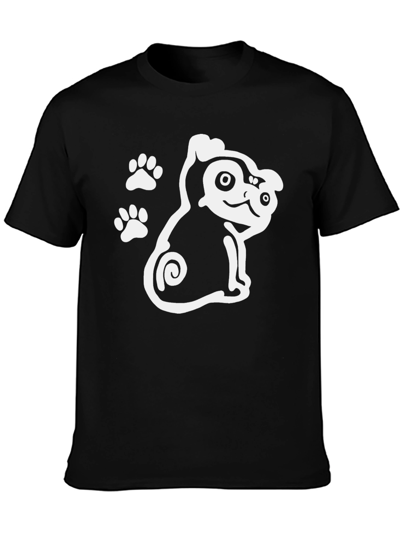 Cute Dog Graphic Print Black T-Shirt