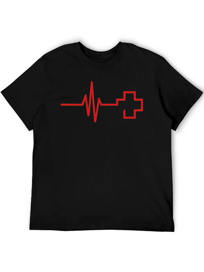 Heartbeat Cross Graphic Tee - Black Cotton