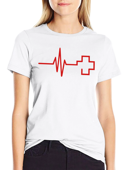 Heartbeat Cross Graphic Tee - Black Cotton
