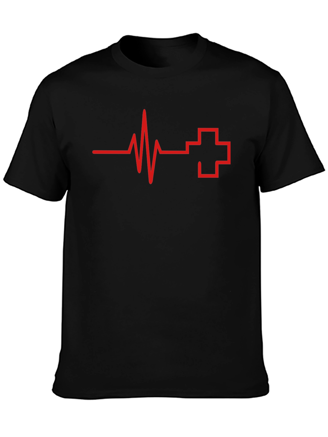 Heartbeat Cross Graphic Tee - Black Cotton