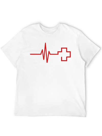 Heartbeat Cross Graphic Tee - Black Cotton