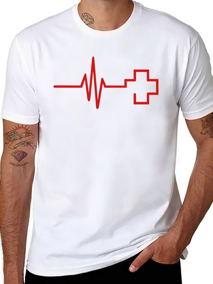 Heartbeat Cross Graphic Tee - Black Cotton